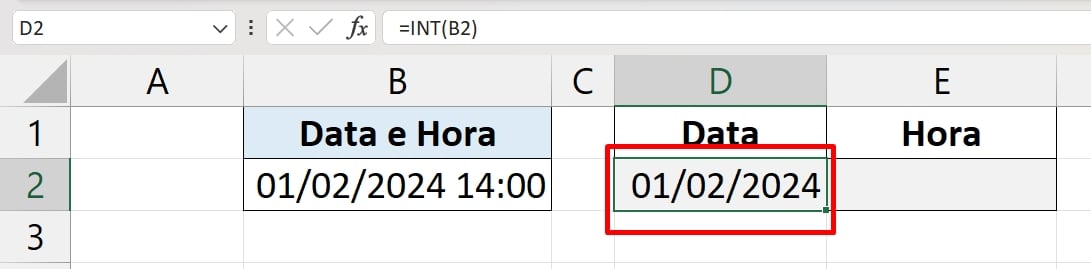 Separar Data e Horas no Excel, resultado int