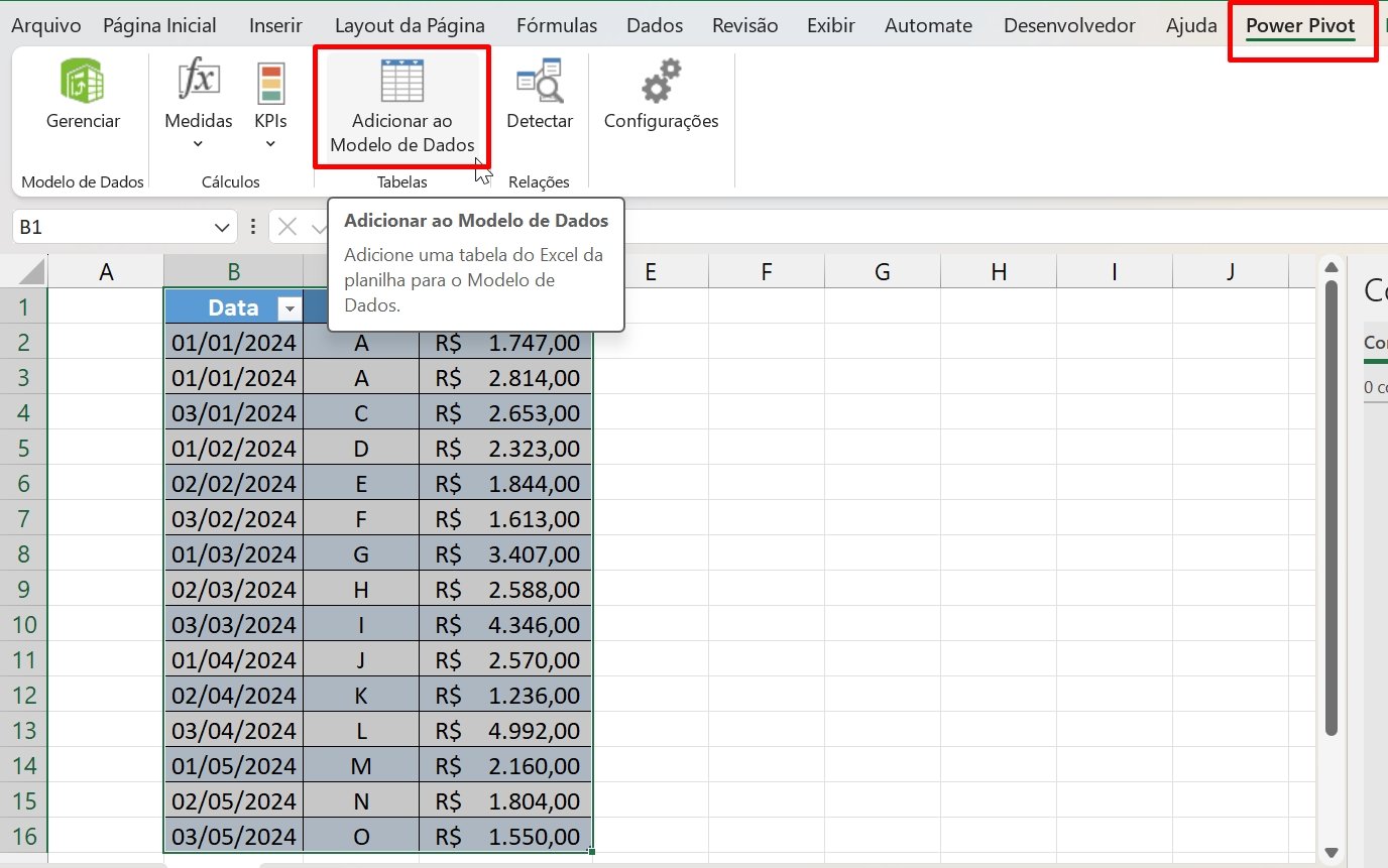 Tabela Dinâmica no Excel, adicionar dados