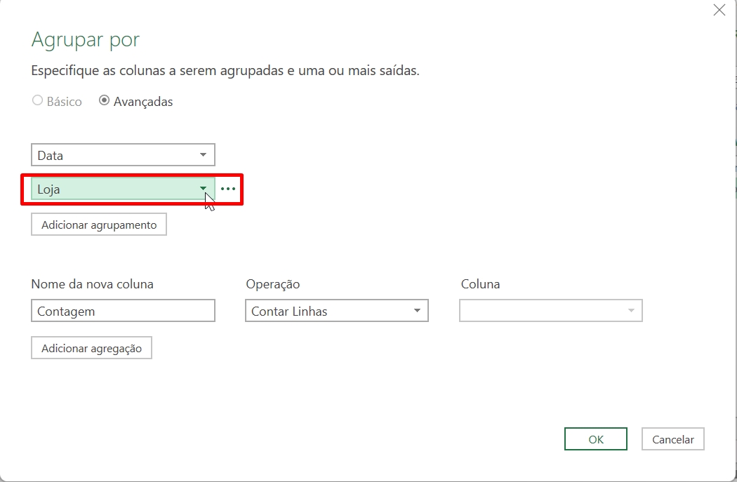 Tabela Dinâmica no Excel, loja