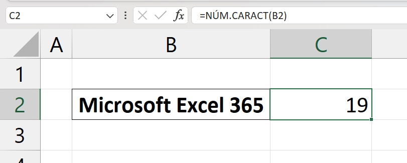Contar Caracteres no Excel, resultado contagem de uma célula
