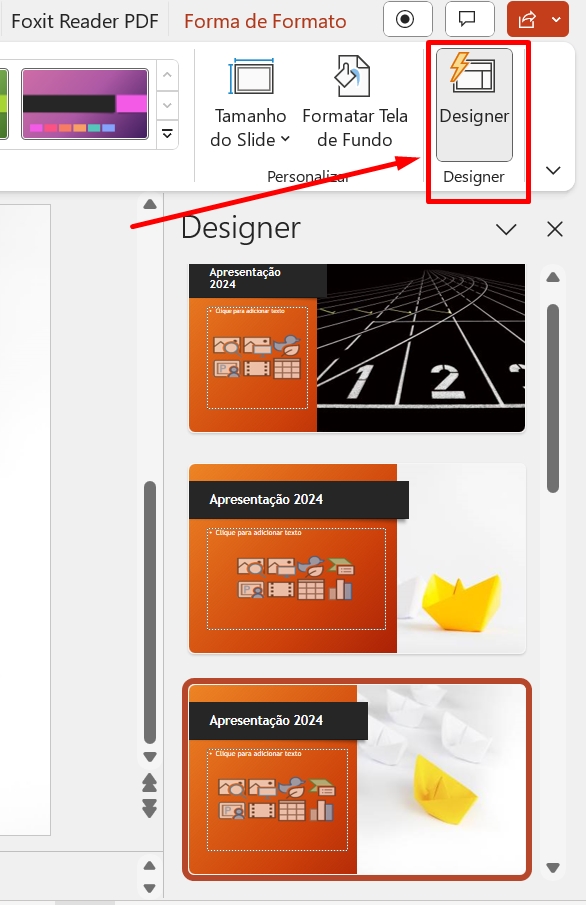 Modelos de Slides no Powerpoint, designer