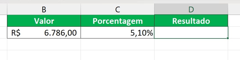 Porcentagem de um Valor no Excel