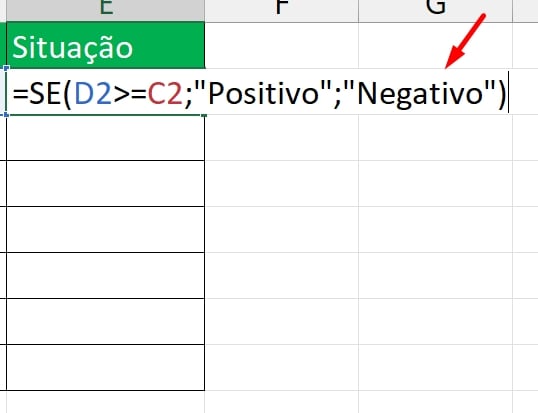 Uso da Função Se no Excel, resultado falso