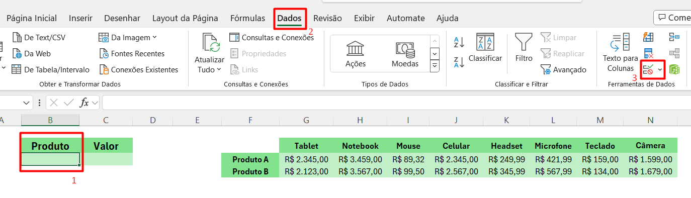 Criando Lista Suspensa no Excel