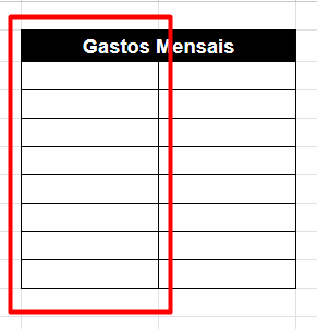 Tabela do Google Sheets com Dados de Gastos Mensais