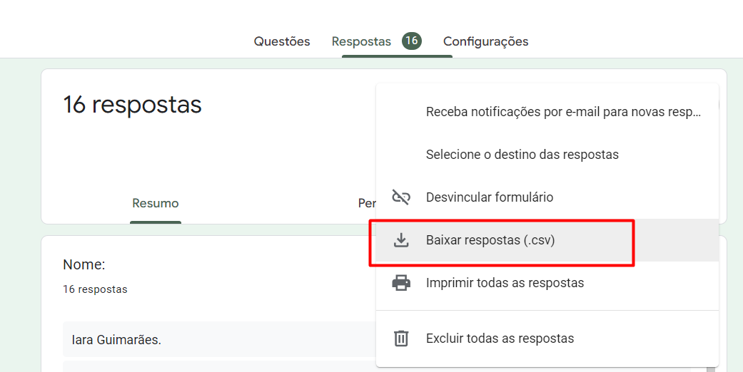 Como Transferir Dados do Formulário Google Forms para Excel ou CSV