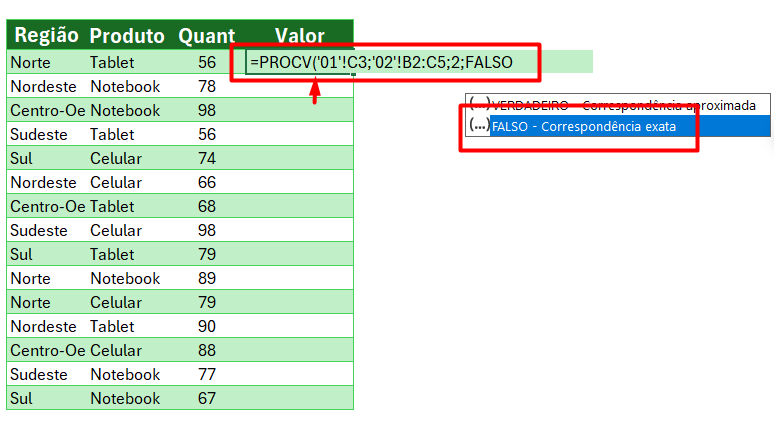 Aplicação da Função PROCV no Excel