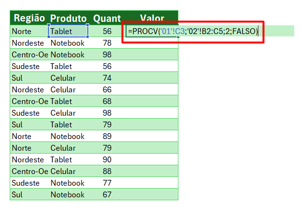 Aplicação da Função PROCV no Excel