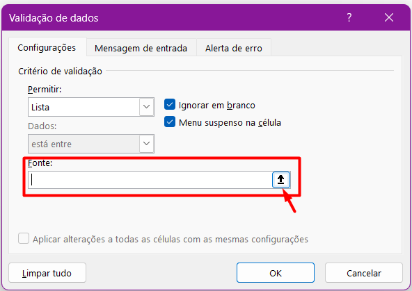 Criando Lista Suspensa no Excel