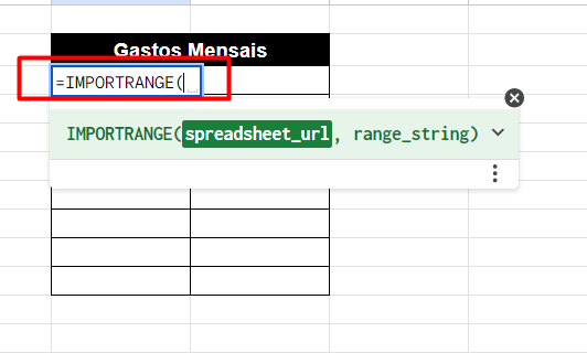 Aplicação da Função IMPORTRANGE no Google Sheets