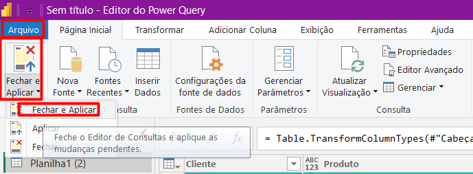 Aplicar as Edições do Power Query no Power BI