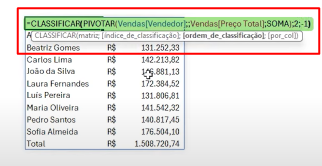 Novidade: Função PIVOTAR do Excel