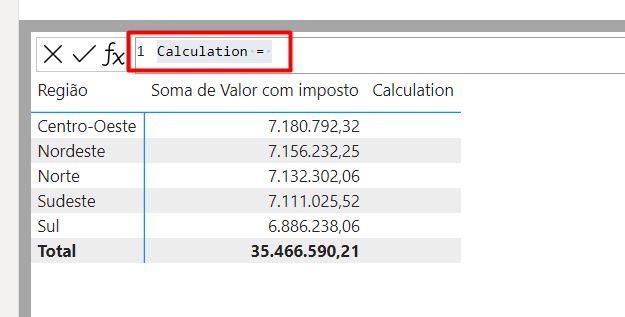 Matriz dos Cálculos 