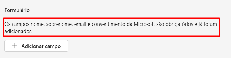 Formulário de configuração do evento