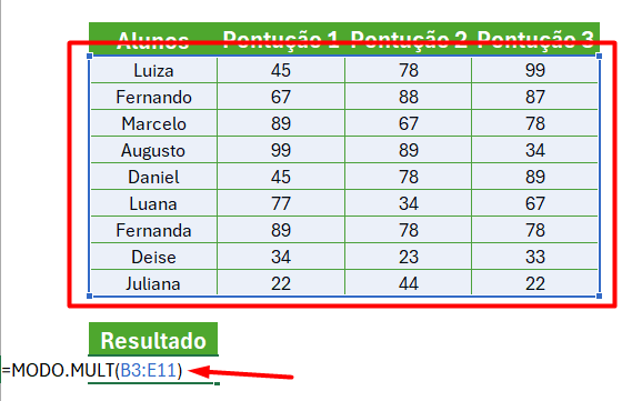 Aplicação da Função Modo Mult