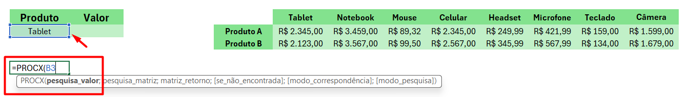 Utilizando a Função PROCX no Excel