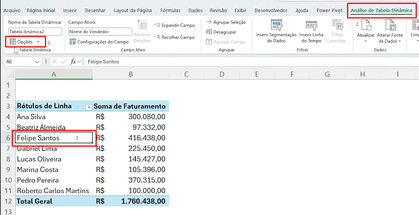 Analisando Informações na Tabela Dinâmica no Excel