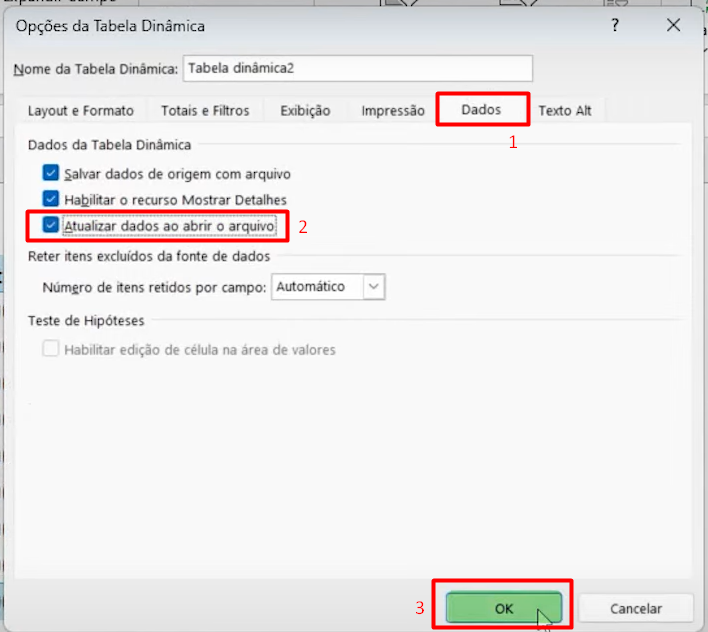 Atualizando Informações Automaticamente na Tabela Dinâmica no Excel