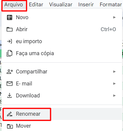 Renomeando Planilha do Google Sheets