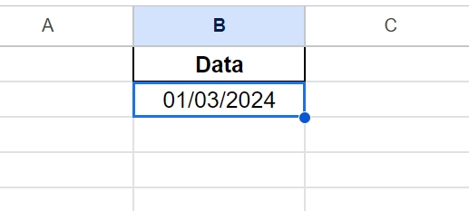 Calendário no Planilhas Google, exemplo de data