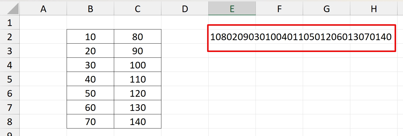 Concatenar no Excel, resultado concat