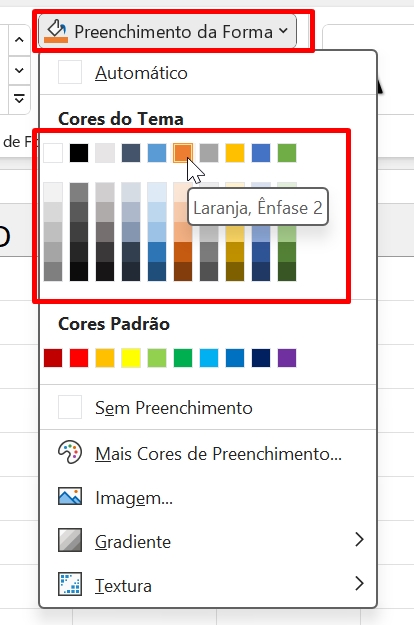Gráfico de Cilindro no Excel, cores