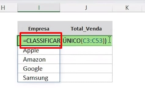 SOMASE com Matriz Dinâmica no Excel, função classificar