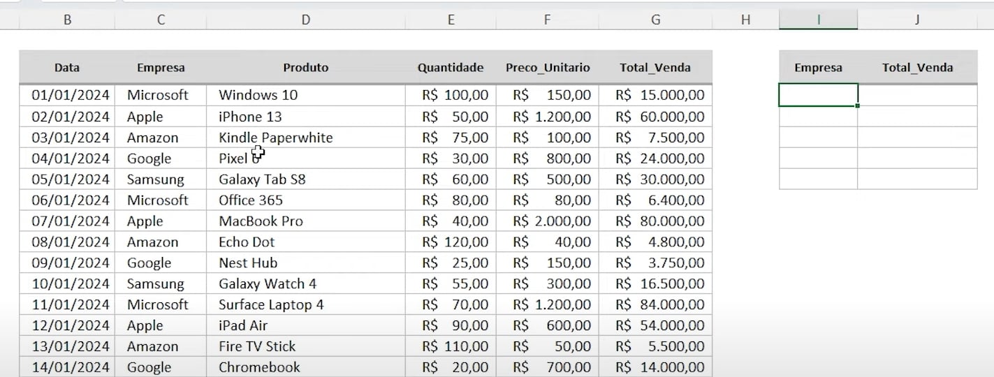 SOMASE com Matriz Dinâmica no Excel