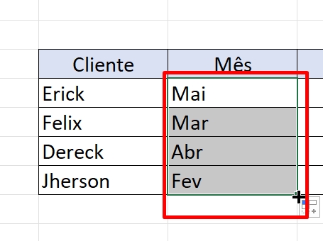 Saber a Última Parcela Paga por Cliente no Excel, resultado mês