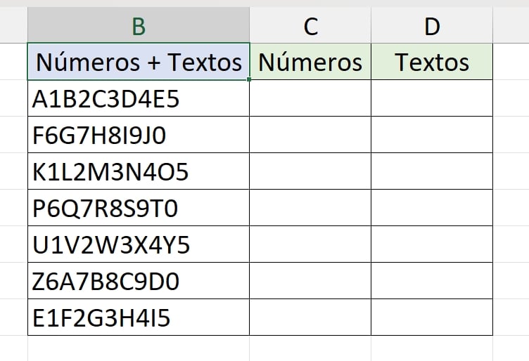 Separar Números em uma Coluna e Textos
