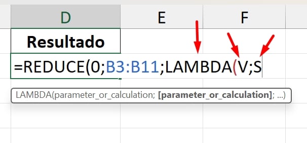 Somar com a Função REDUCE no Excel 365, lambda