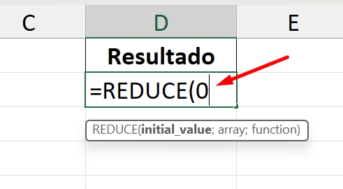Somar com a Função REDUCE no Excel 365, valor inicial
