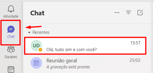 Como Acessar o Chat do Teams