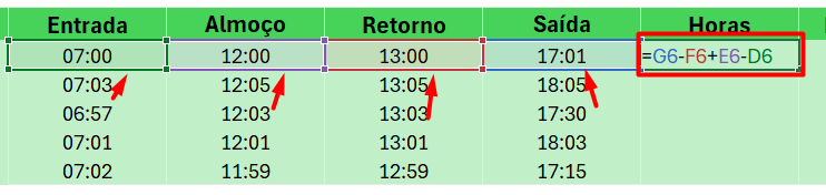 Calculo de Horas Trabalhadas no Banco de Horas no Excel