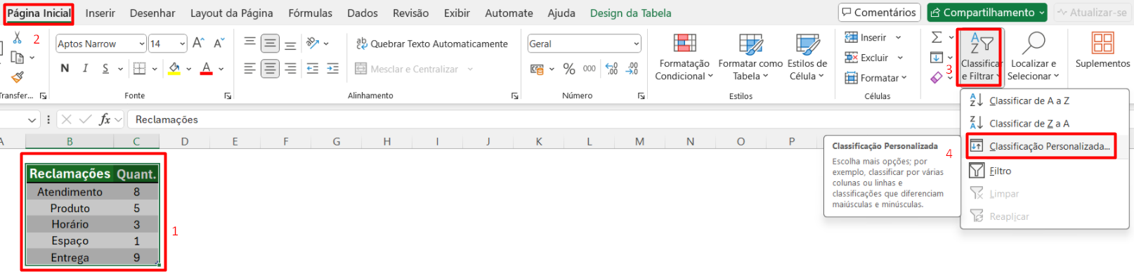 Classificando a Base de Dados no Excel 