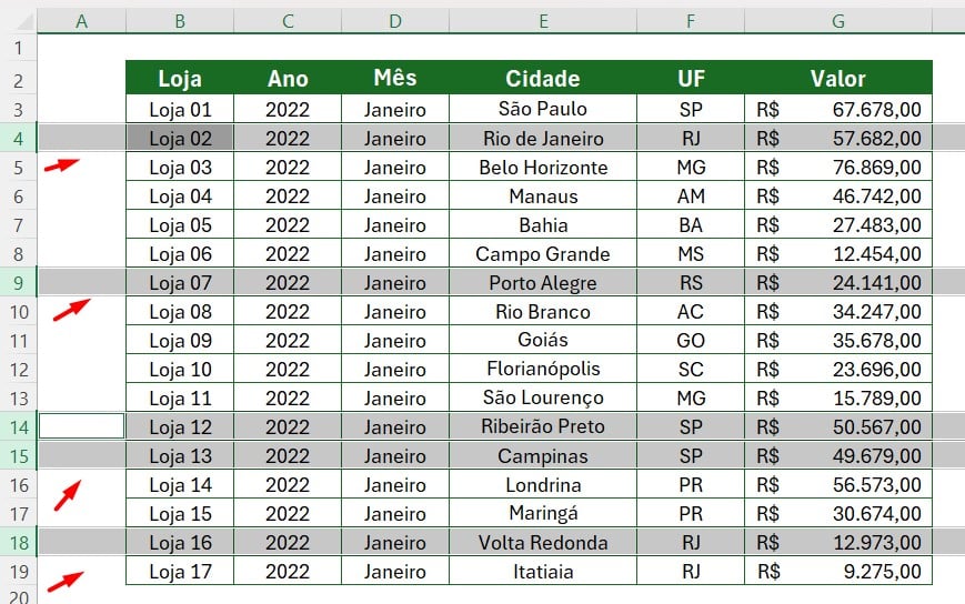 Como Ocultar Linhas no Excel