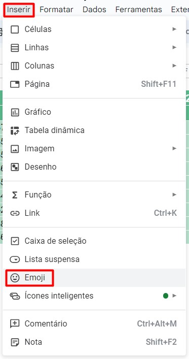 Inserir Emoji - Emojis no Google Sheets