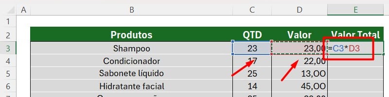 Multiplicando Valores no Excel