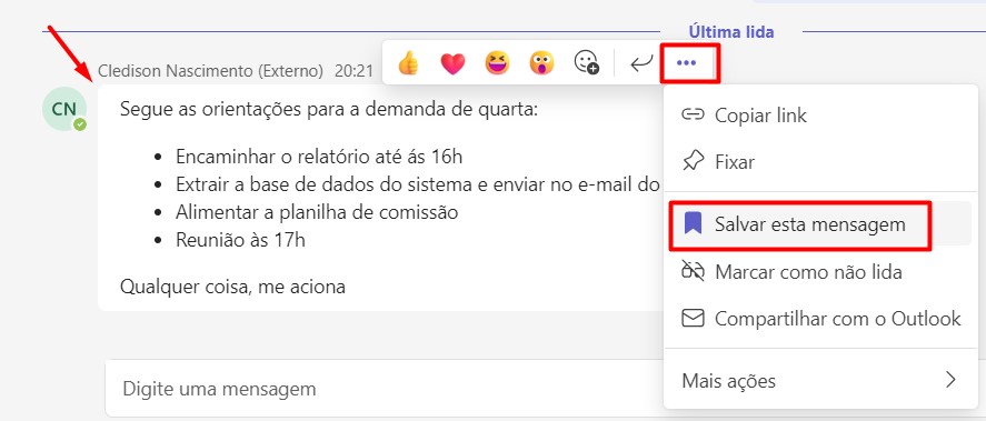 Salvar Mensagem no Teams