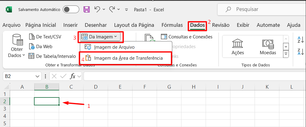 Colar Imagem da Área de Transferência no Excel