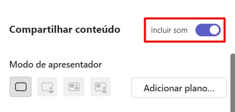 Menu de Compartilhamento no Teams - Compartilhar Sua Tela com Áudio no Microsoft Teams