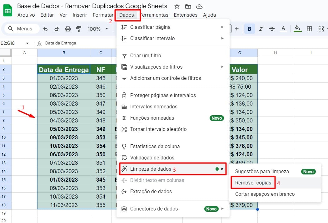 Guia Dados - Recurso de Limpeza de Dados