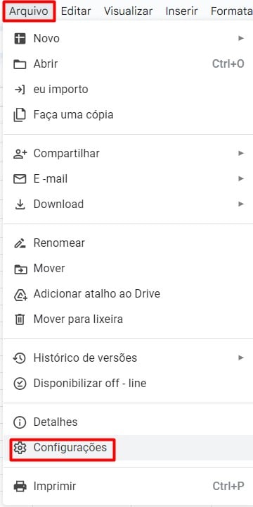 Alterando o Idioma no Google Sheets