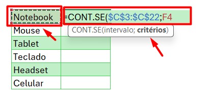 Aplicação da Função CONT.SE