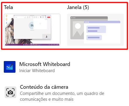 Menu de Compartilhamento no Teams - Compartilhar Sua Tela com Áudio no Microsoft Teams