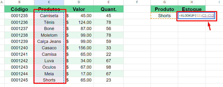 Aplicação da Função XLOOKUP 