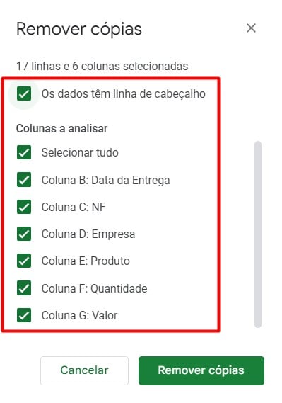 Remover Cópias no Google Sheets