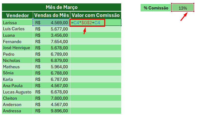 Usando o Cifrão em uma Função no Excel