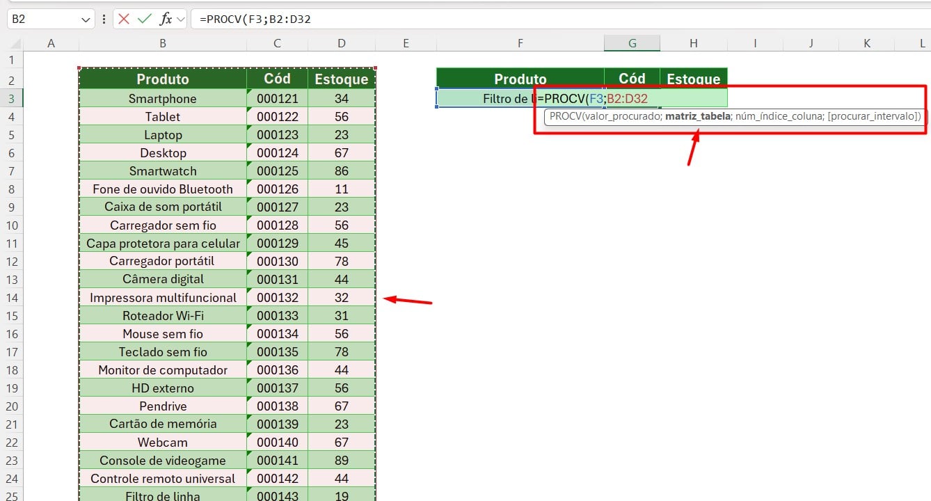 Utilizando o PROCV no Excel