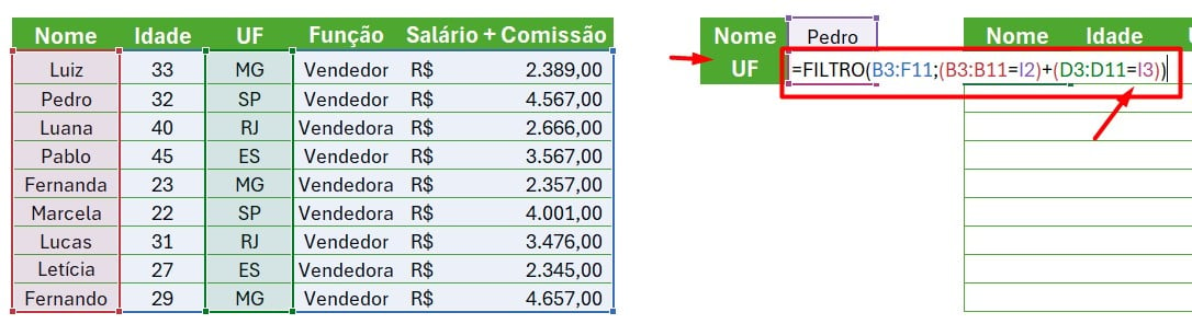 Aplicando a Função Filtro OU